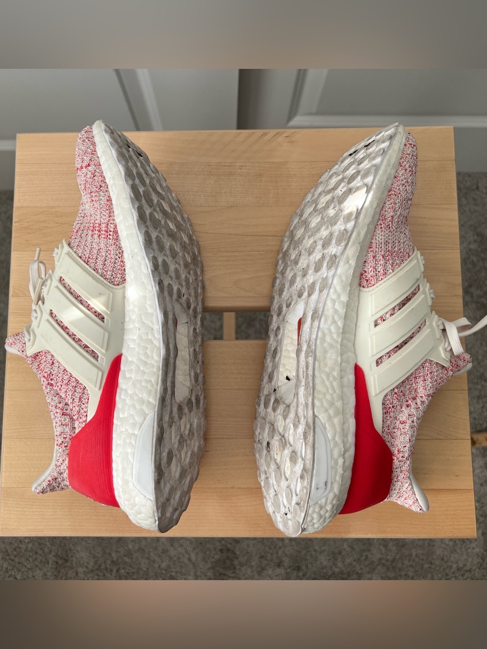 Adidas Red and White Boost Running Sneakers - Picture 8 of 9